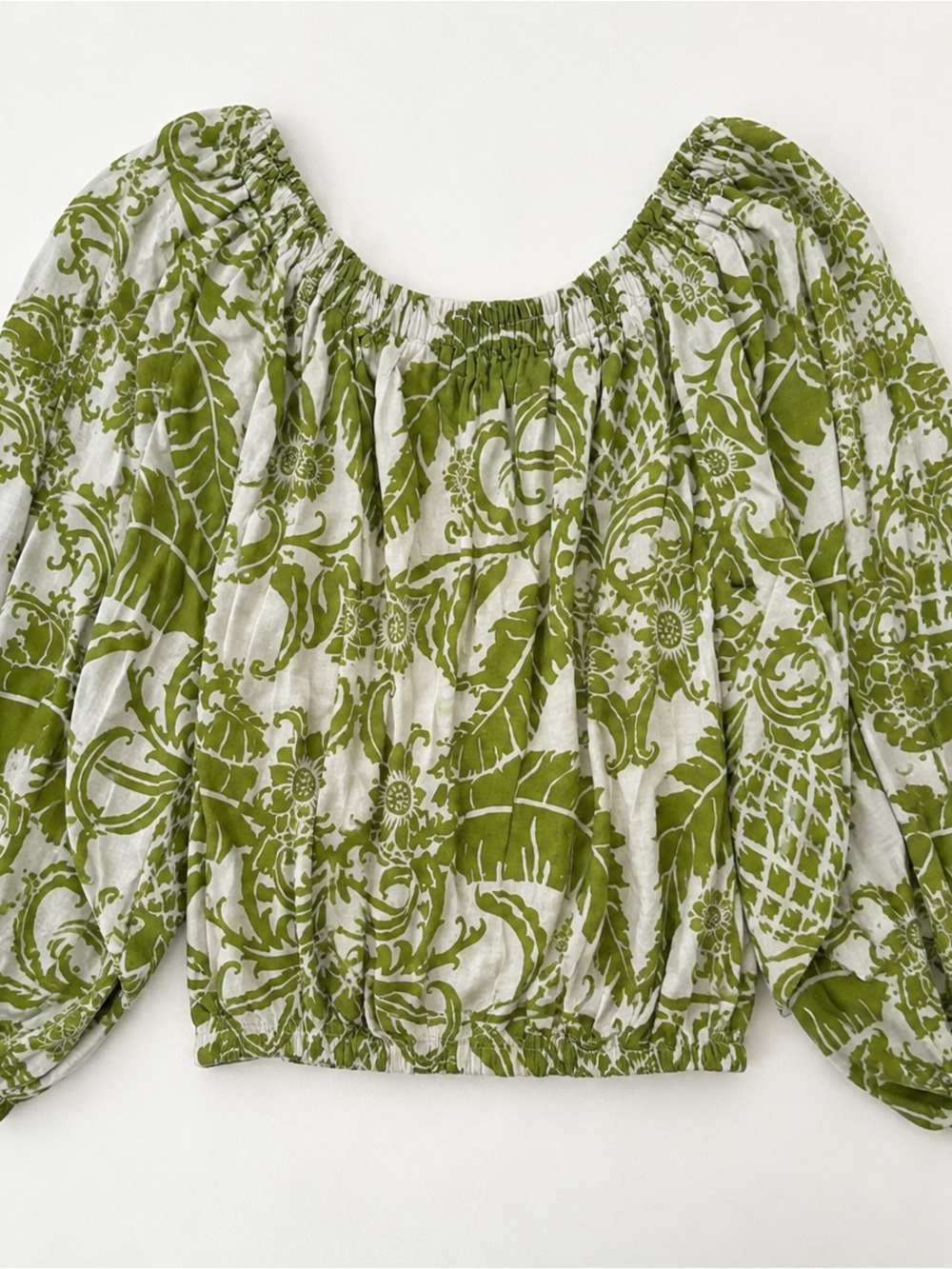Rachel Zoe Olive and White Floral Peasant Blouse - Picture 3 of 5